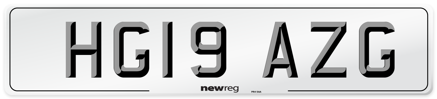 HG19 AZG Number Plate from New Reg